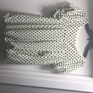 Ruffled, fitted polka dot dress shirt